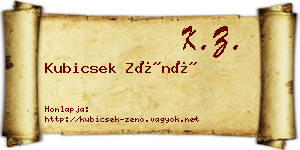 Kubicsek Zénó névjegykártya